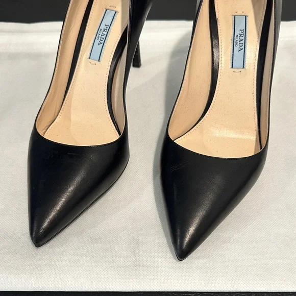 Prada Black Pointed Toe Pump Heel 38 - Picture 3 of 10